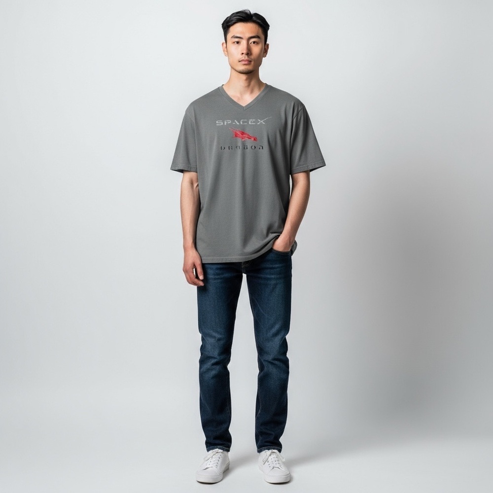 NWT Handmade Vinyl SpaceX Dragon V-Neck T-shirt